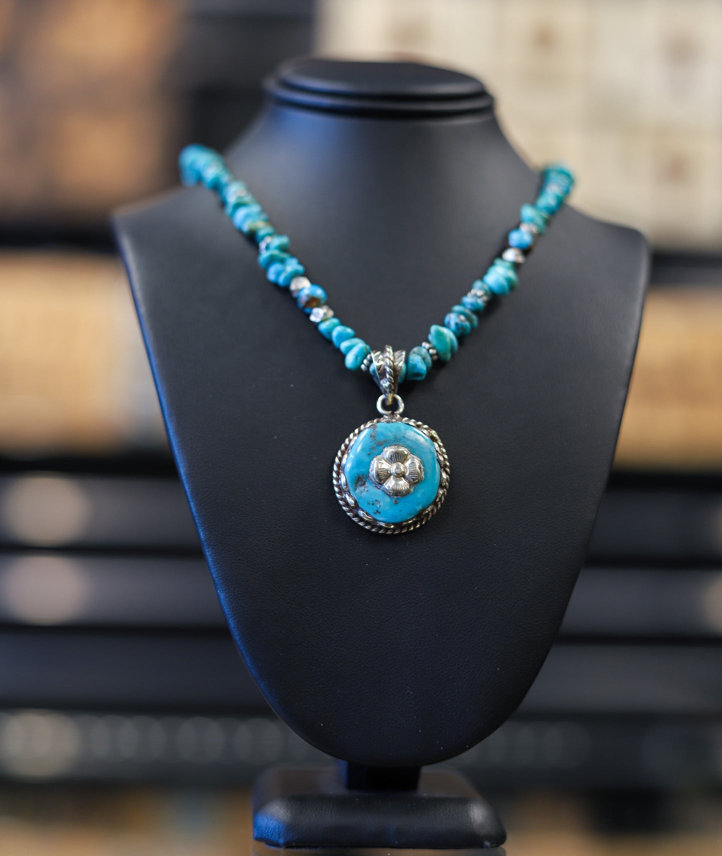 Turquoise Bloom Medallion Necklace