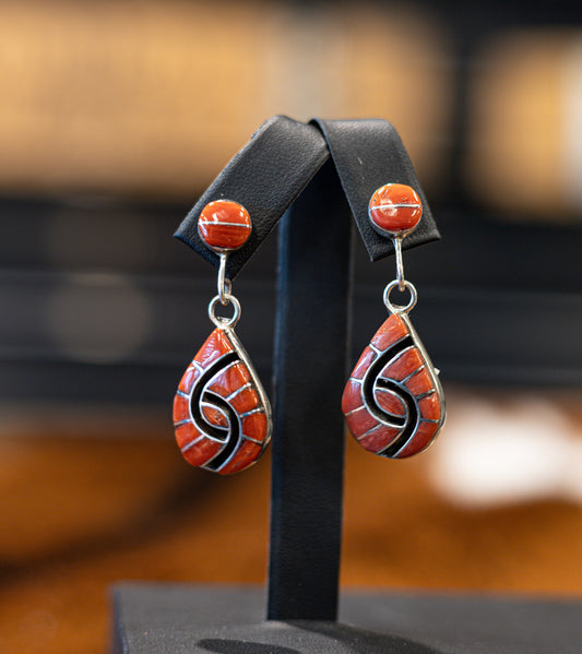 Red Wind Inlay Earrings