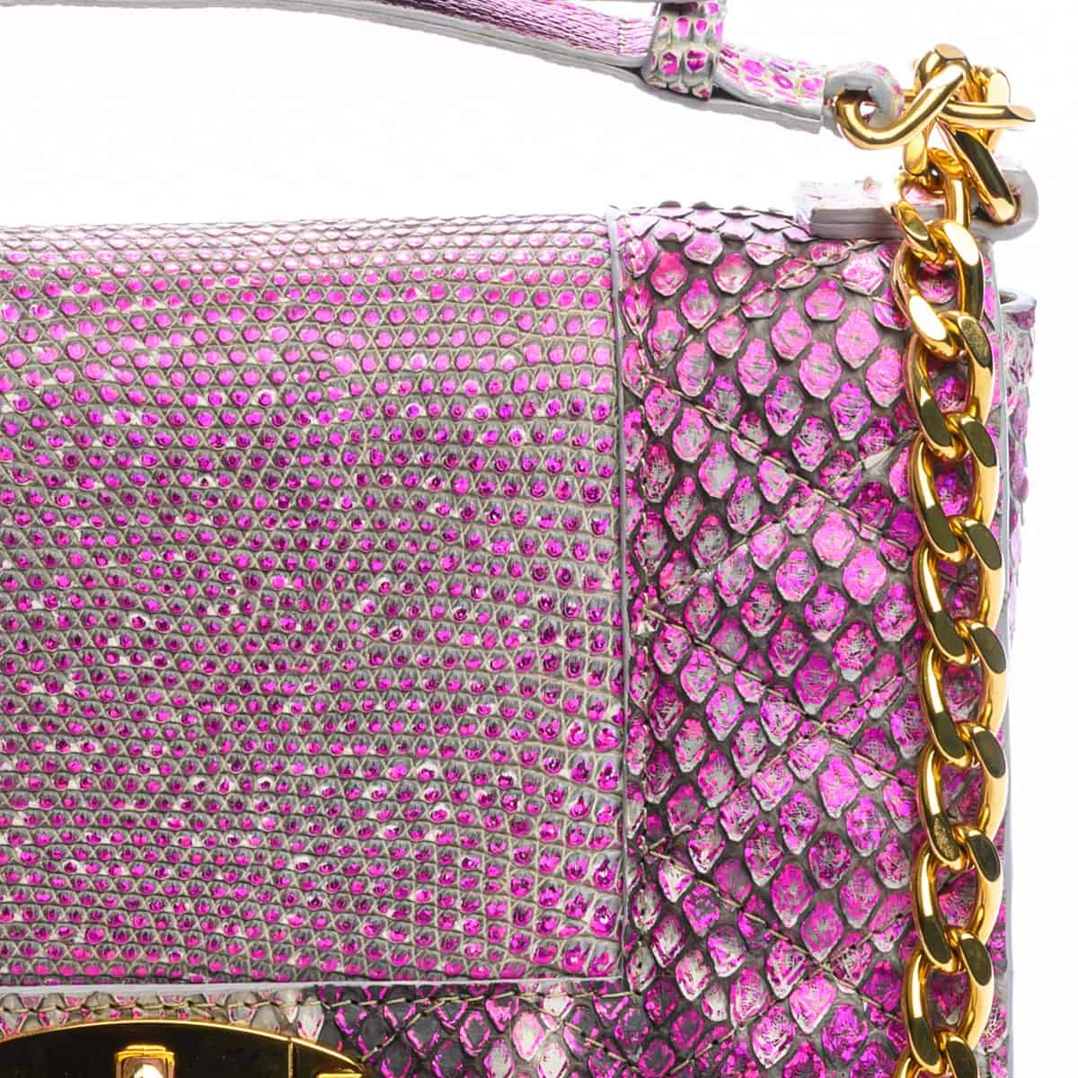 Marie Antoinette Chain Bag, Multi-Colored Magenta Python and Lizard