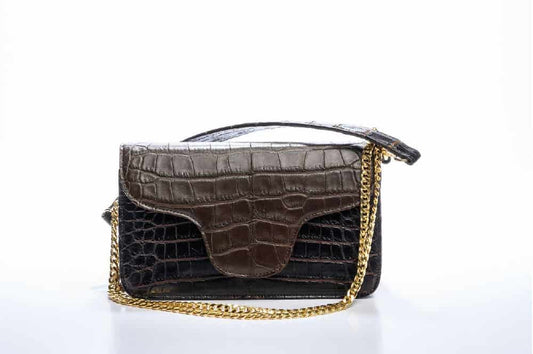 Biarritz Handbag, Dark Brown Alligator