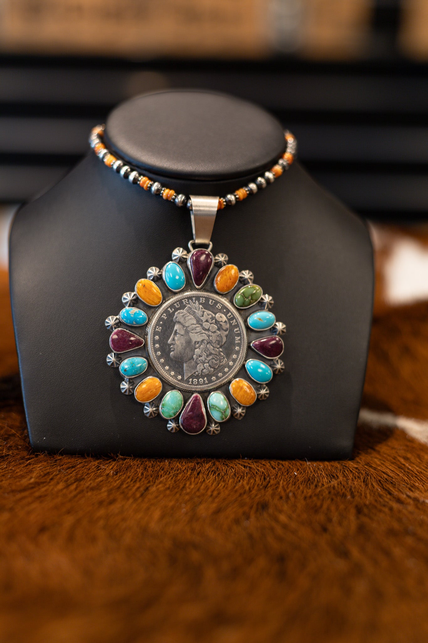 Silver Dollar Crest Necklace